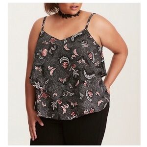 Torrid Tank Floral Pink Black Layered Cami Top 0X